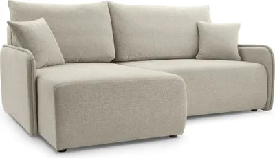 Image de Selsey Netarro - Canapé d'angle avec fonction sommeil, coffre de lit et housse chenille, beige, gauche