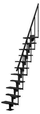 Produktbild von Raumspartreppe Atlanta Holztreppe mit 11 Stufen und Geländer, einstellbare Geschosshöhe bis 300 cm, Anthrazit