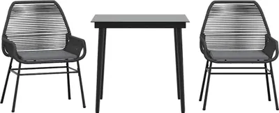 Produktbild von vidaXL 3-tlg. Garten-Essgruppe mit Kissen Schwarz Poly Rattan Glas