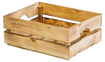 Produktbild von Stapelkiste aus Holz für Gemüse und Obst, nachhaltig und (40x30x15cm, geflammt)