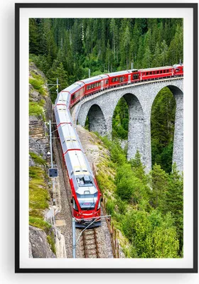 Produktbild von Gerahmtes Poster - Schwarzer Rahmen - Viadukt Landwasser Zug - 61x91,5 cm - Wand Bild - Wanddeko - Wandbilder - Kunstposter - Wandposter - Bilderrahmen - Bilder - Kunstdruck - P2BPA61x91-4605