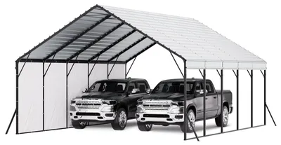 Immagine prodotto di VEVOR Carport, 5,8x7,45x3,77 m, tenda da magazzino con telaio robusto e tetto, riparo per auto con pareti laterali rimovibili, tenda da garage multiuso per pick-up, barche, camion e trattori