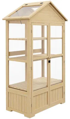 Immagine prodotto di Serra in legno con 4 livelli e doppia porta | Colore: naturale | Dimensioni: 56,5 x 100 x 178 cm