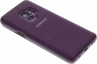 A purple Samsung Galaxy S9 phone case shown from a diagonal back view on a white background.