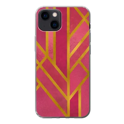 Produktbild von MuchoWow® Handyhülle Schutzhülle Hülle für iPhone 13 mini Gold - Rosa - Geometrisch Silikon Softcase Handy Hülle - Softcase