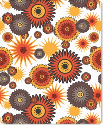 Produktbild von MuchoWow® Mauspad Mousepad Design - Retro - Orange - Blumen 19x23 cm - Mousepads - Maus Mat - Pad - Mausunterlage - Mauspads - Spielen