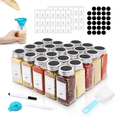 Produktbild von Solidchoice – Set mit 24 Gewürzbehältern, inklusive Silikontrichter und Etiketten