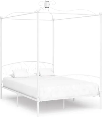 Obrázok produktu pre Rám postele s baldachýnom biely kov 140 x 200 cm