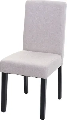 Obrázok produktu pre Jedálenská stolička Littau, kuchynská stolička Stolička, látka/textil ~ krémovo-béžová, tmavé nohy