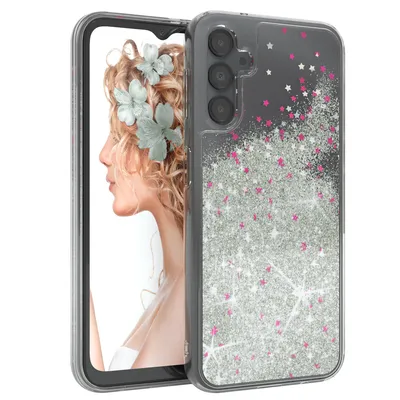 Produktbild von EAZY CASE - Glitzer Hülle kompatibel mit  Samsung Galaxy A14 5G Glitzer Schutzhülle, Soft Case, Backcover Transparent mit Motiv