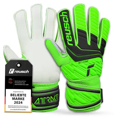 Immagine prodotto di Guanti da portiere Reusch Attrakt Solid Junior per tutte le superfici di gioco 5551 verde geco/nero 5