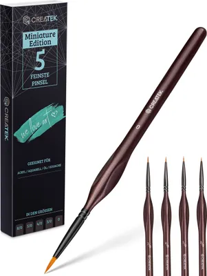 Produktbild von Pinsel Acryl 5 x extra fein [ Höchste Präzision ] Perfekter Miniatur Pinsel Acrylfarbe, Aquarell, Ölfarben | Malen nach Zahlen Pinsel klein