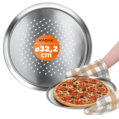 Obrázok produktu pre Forma na pizzu KADAX, plech na pizzu s otvormi, plech na pečenie z pozinkovaného plechu