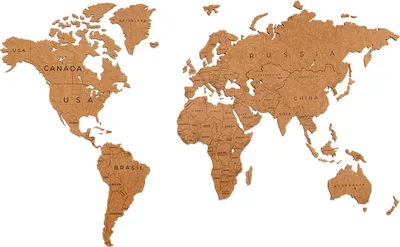 Produktbild von MiMi Innovations Weltkarte Wandbild True Puzzle mit Ländernamen - Wanddekoration - 150 x 90 cm - Braun
