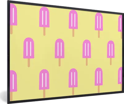 Produktbild von MuchoWow® MuchoWow® Gerahmtes Poster Eis - Muster - Sommer - Rosa 30x20 cm - Poster mit zchwarzem Bilderrahmen - Kunstdruck - Bild-Poster