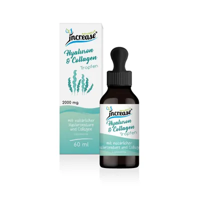 Produktbild von Liposomale Hyaluron & Collagen Tropfen hochdosiert - (60.000mg Hyaluron & Collagen pro Packung) 2000mg Hyaluron & Collagen pro Tagesdosis - MCT Öl