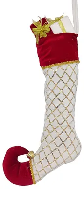 Immagine prodotto di Clayre & Eef, decorazione natalizia, calza di Natale, 23x7x32 cm, bianca, in materiale sintetico