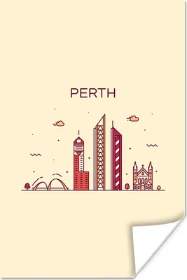 Produktbild von MuchoWow® Poster Australien - Perth - Skyline 120x180 cm - Kunstposter