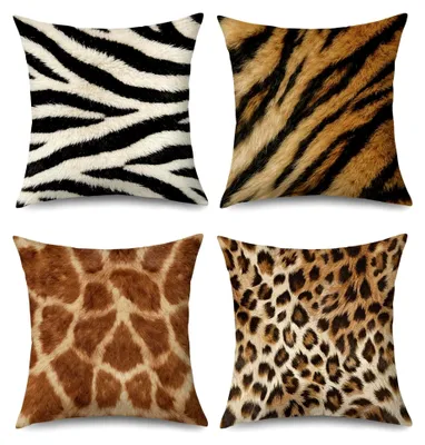 Produktbild von Kissenbezüge 45x45 cm im 4er Set mit Tiermotiven für dekorative Kissen