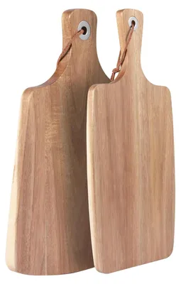 Produktbild von Schneidebrett aus Holz - Rechteckiges Küchen- und Servierbrett - Mit Griff - 42 x 20 x 1,5 cm - Für Brot, Fleisch, Obst, Käse