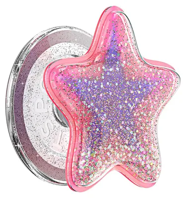 Zdjęcie produktu dla PopSockets, uchwyt PopGrip Premium MagSafe z błyszczącym motywem gwiazd, różowy