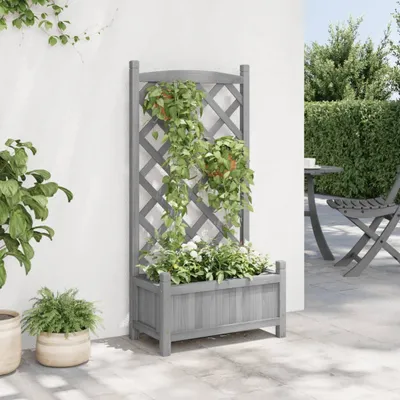 Produktbild von "2026 Aktion"Pflanzkübel/Garten-Hochbeet - CLORIS - Pflanzkasten - mit Spalier Grau Massivholz Tanne - NeuMöbel9613639