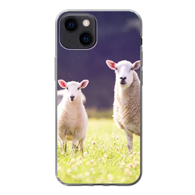 Produktbild von MuchoWow® Handyhülle Schutzhülle Hülle für iPhone 13 mini Schaf - Lamm - Blumen Silikon Softcase Handy Hülle - Softcase