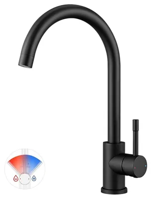 Image de Robinet de cuisine pivotant à 360°, en acier inoxydable noir, à levier unique, raccordement G3/8