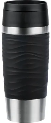 Produktbild von EMSA Travel Mug Waves, Schwarz, Edelstahl, Silikon, Edelstahl, Polypropylen (PP), 36 ml, 8,3 cm, 200 mm
