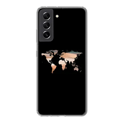 Produktbild von MuchoWow® Handyhülle Schutzhülle Hülle für Samsung Galaxy S21 FE Weltkarte - Farbe - Schwarz Silikon Softcase Handy Hülle - Mobiltelefonhülle