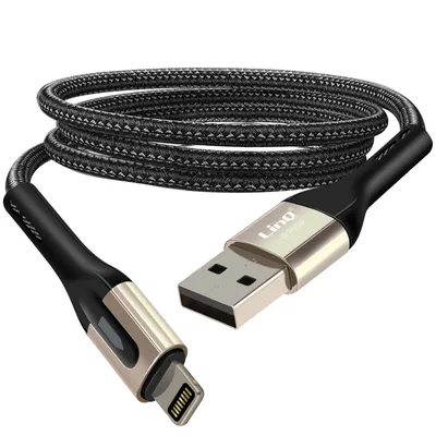 Immagine prodotto di LinQ, cavo USB / Lightning in nylon intrecciato da 1,2 m per la ricarica rapida 3A, nero
