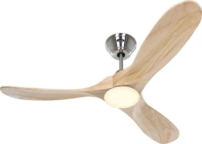 Obrázek produktu pro Energeticky úsporný stropní ventilátor s LED osvětlením a dálkovým ovládáním Eco Genuino-L kartáčovaný chrom / přírodní dřevo 122 cm