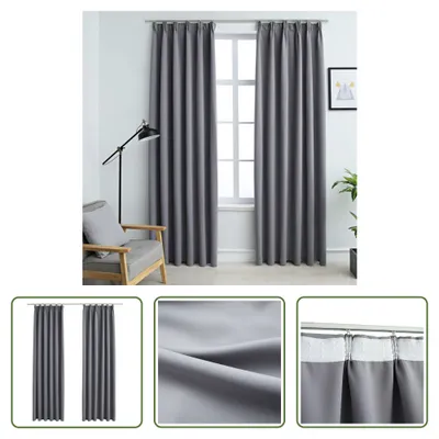 Immagine prodotto di The Living Store Tende oscuranti con ganci 2 pz. Grigio 140x175cm