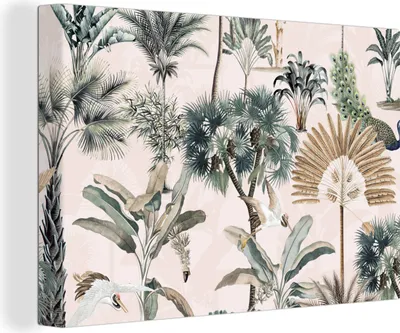 Produktbild von OneMillionCanvasses® - Leinwandbilder - 150x100 cm, Blätter - Monstera - Dschungel - Tropisch, Wandbilder Kunstdruck Wanddekoration - Foto auf Leinwand - Gemälde auf Holzrahmen