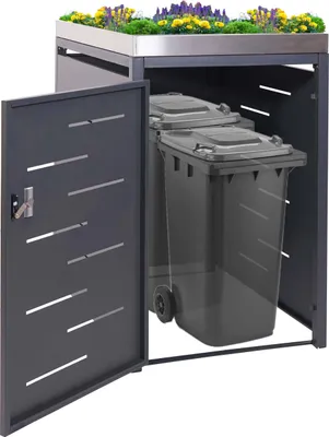 Obrázek produktu pro XL 1er-/2er-Mülltonnenverkleidung HWC-H40, box na odpadky, box na květináče z nerezové oceli 40kg 125x75x102cm rozšiřitelný