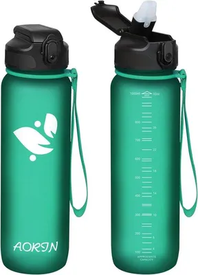 Produktbild von Famanu Trinkflasche mit Strohhalm, 750 ml/1 L/1,5 L, BPA-frei, Tritan, auslaufsichere Wasserflasche