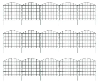 Produktbild von Teichzaun Steckzaun Gartenzaun Metall Zaunelemente für Hunde - 15 Zaunelemente und 18 Befestigungsstäbe (Grün, Oberbogen)