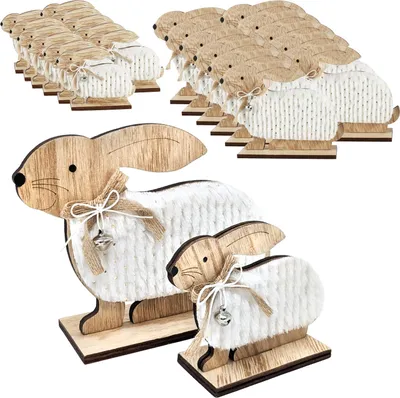 Produktbild von COM-FOUR® 24x Deko Aufsteller für Ostern - Kleiner und großer Osterhase hockend