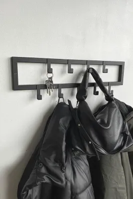 Produktbild von Wandgarderobe mit 9 Haken, 60 cm Breite, Metall, Mattschwarz