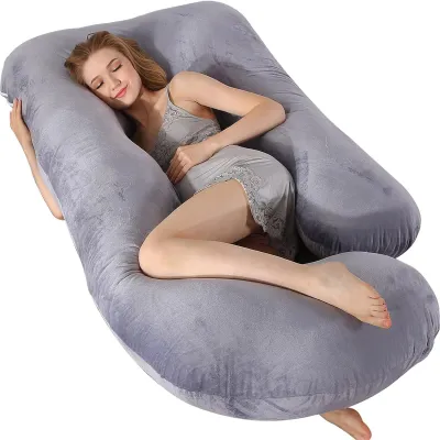 Productafbeelding van Zwangerschapskussen 152 cm, U-vormig, fluwelen hoes, afneembare hoes, voor slapen