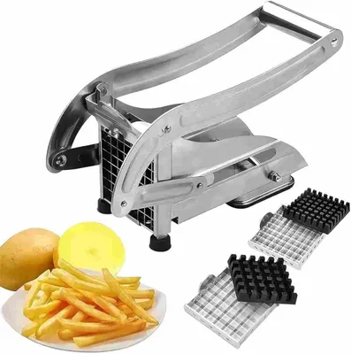 Productafbeelding van Aardappelsnijder, 2 snijbladen, 9 mm en 12 mm, roestvrij staal, met zuignap, voor keuken