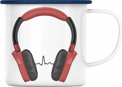 Produktbild von Trendation - Musik Emaille Tasse Musikliebhaber Musiker Musiklehrer Geschenk Geschenkidee Musiklehrerin Coach Geschenkideen Herzschlag (Blau)