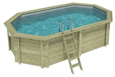Immagine prodotto di Piscina in legno NEMO 5.79 x 3.49 - H.1.45 m, grigio, con supporti da cementare