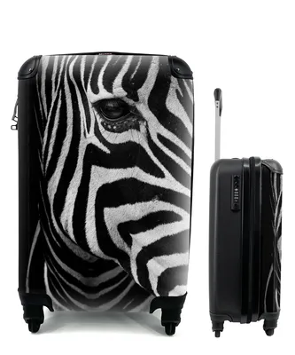 Produktbild von MuchoWow® Koffer Handgepäck Trolley Rollkoffer Kleine Reisekoffer mit 4 Rollen - Tiere - Zebra - Schwarz - Weiß - Cabin Size < 55x40x23 cm & 55x40x20 cm - Fotokoffer - Kabinenkoffer - Boardgepäck - Reise-Box - Reisekoffer - Reisegepäck - Koffer mit Bild - Trolley für Kinder