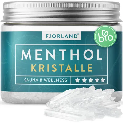 Produktbild von FJORLAND® Mentholkristalle 100g -  für die Sauna - Kristalle aus Menthol - Saunaaufgüsse - 100% natürlich