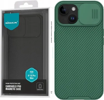 Image de Étui magnétique Nillkin Camshield Pro pour Iphone 15 Plus avec protection de l'appareil photo - Vert