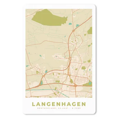 Produktbild von MuchoWow® Mauspad Mousepad Karte - Stadtplan - Langenhagen - Vintage 40x60 cm - Mousepads - Maus Mat - Pad - Mausunterlage - Schreibtisch Accesoire