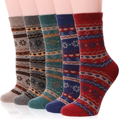 Obrázok produktu pre Omgoods – Pät párov dámskych ponožiek z merino vlny