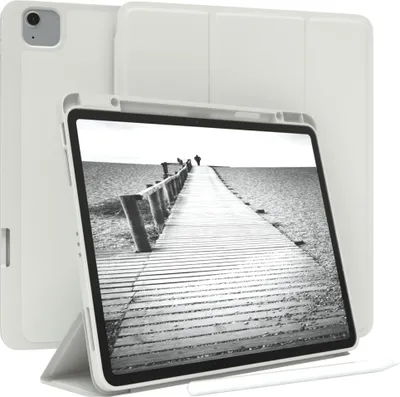 Produktbild von EAZY CASE Smartcase mit Stifthalter für Apple iPad Air 13 (2024) Hülle mit Stifthalterung, Tablet Cover aufstellbar  13 Zoll in Grau