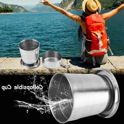 250ml Faltbarer Campingbecher, Teleskopischer Trinkbecher für Outdoor-Aktivitäten, Ideal für Wandern und Reisen